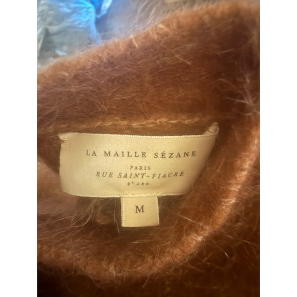 Women's Sezane’ La Malle Brown Mohair Blend Crew Neck Jumper Sweater - Picture 6 of 7
